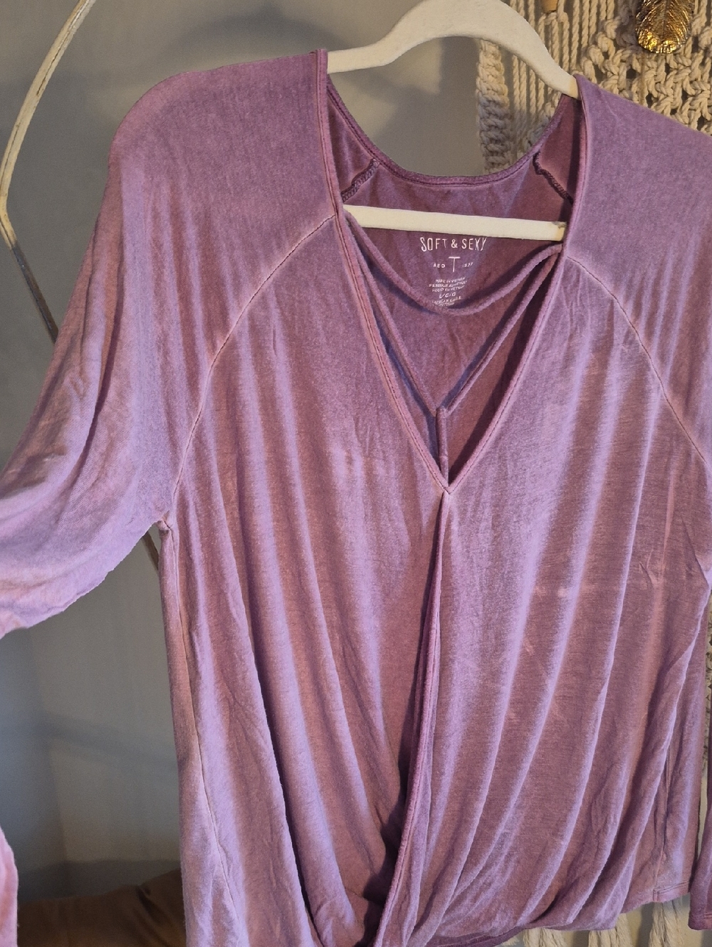American Eagle Outfitters Distressed V-Neck Twist-Front Tunic